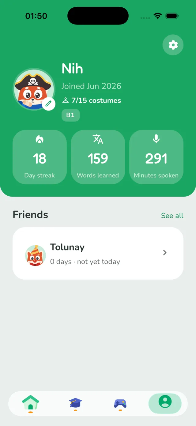 Profile with progress